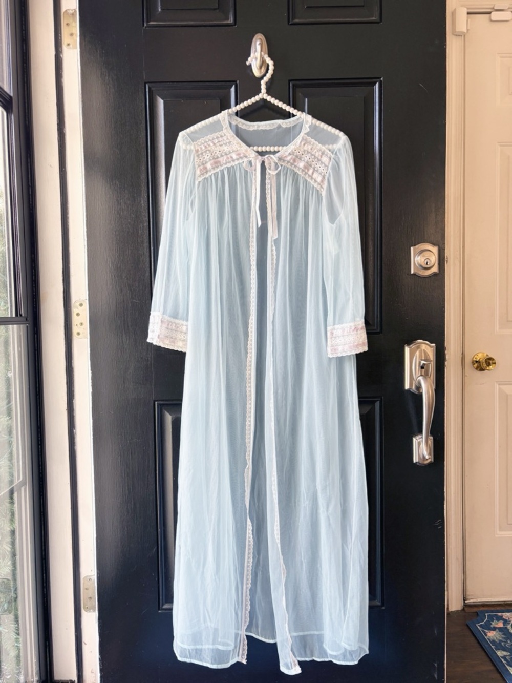 VTG Spotlight New York Sheer Pastel Blue Nylon Robe Size M